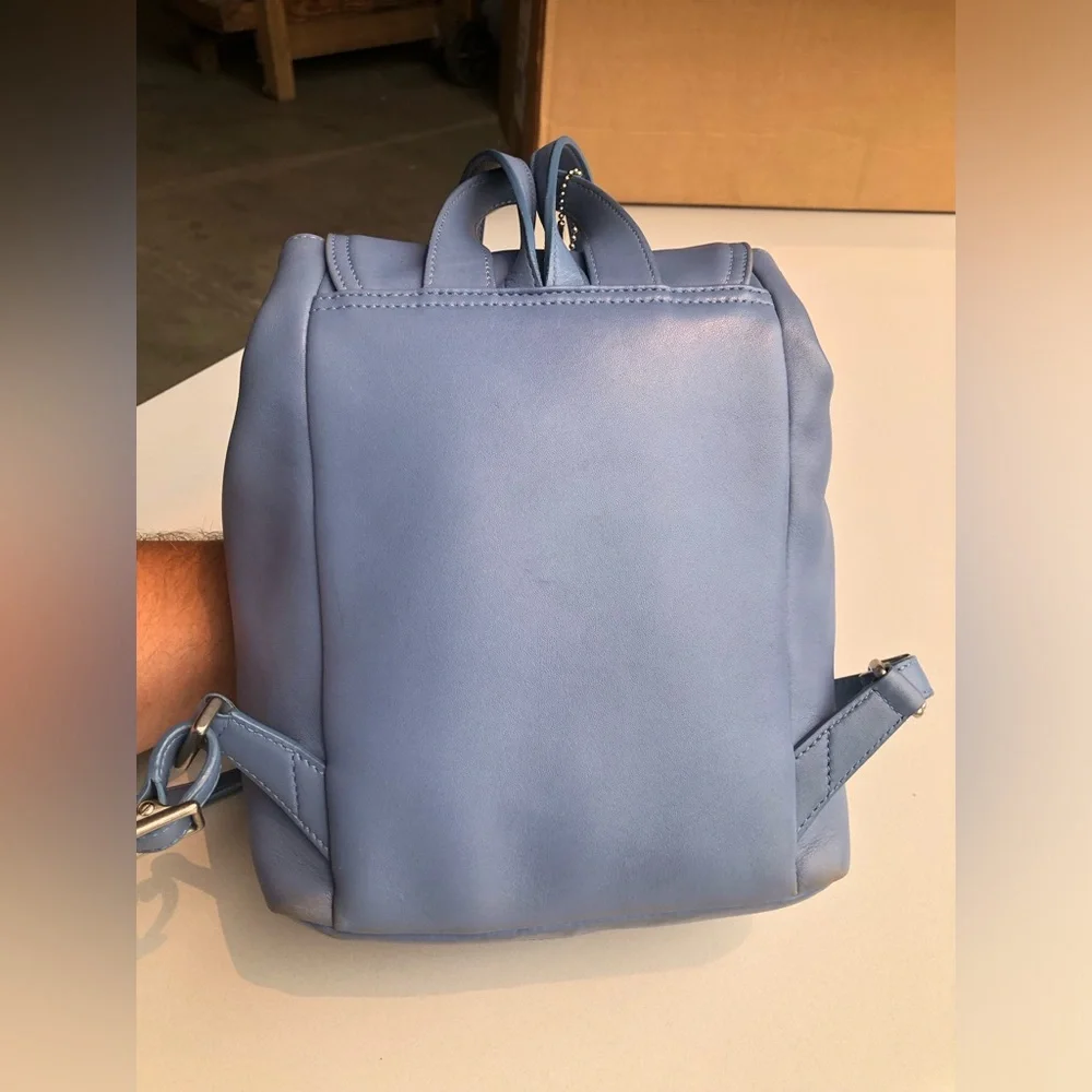 Vintage COACH Legacy West Small Backpack #9858 Sky Blue Leather with hangtag